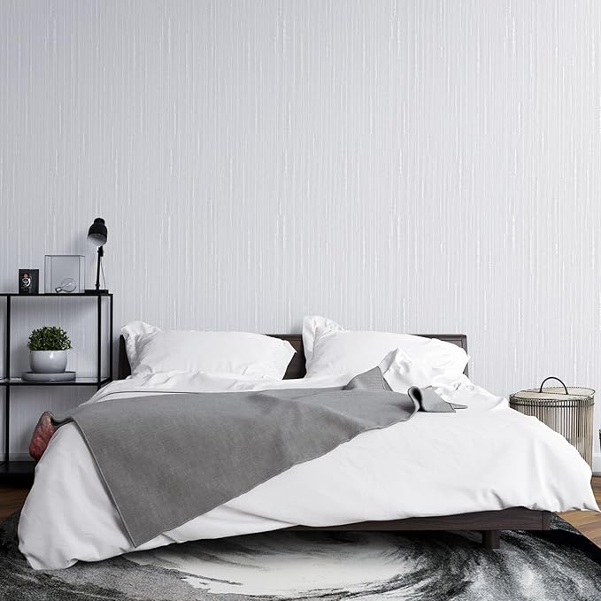 Sliver Grasscloth Peel and Stick Wallpaper Modern Grasscloth Wallpaper 15.7" x