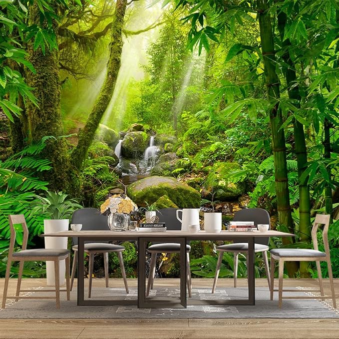 Green Forest Tropical Rainforest wallpeper Living Room Bedroom Nature Jungle