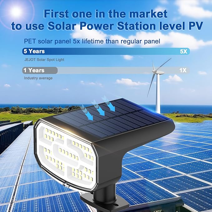 Solar Lights Outdoor Waterproof IP65,Auto On/Off, 2700K 2 Lighting Modes, Super Bright LED, Solar Powered Yard Garden Solar Spot Lights for Outside Landscape -8 Pack