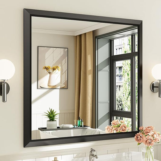 Briivue 40x38 Inch Black Bathroom Mirror