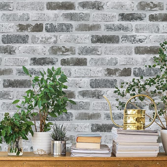 Guvana Grey Brick Wallpaper Peel and Stick Wallpaper 3D Vintage Brick Contact