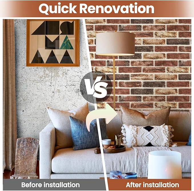 20 PCS 3D Wall Panels Brick Peel and Stick 26.7"x13.4"