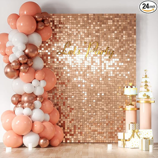 COKAOBE Rose Gold Shimmer Wall Backdrop, Photo Backdrops