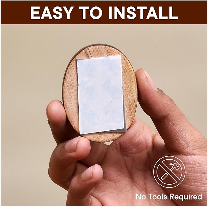 IndianShelf 6 Lb- 24 Pieces Decorative Wood Adhesive Wall Hooks–Boho Peel and