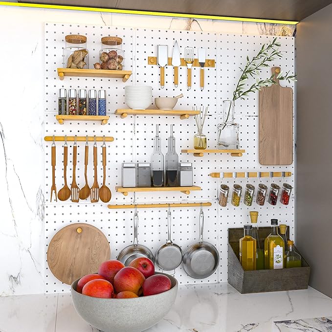 Peg Board, 6 Pack Metal Pegboard Panels White Pegboards Wall Organizer