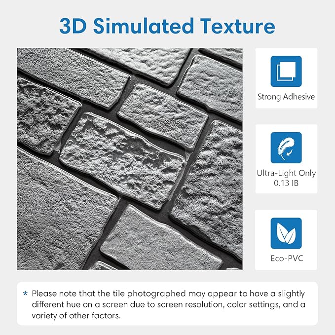 COMSTICKC 3D Wall Panel Peel and Stick, Faux Stone Wall Panel 10 Pcs 12"X12"