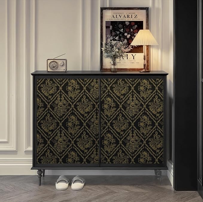 Toduso Peel and Stick Wallpaper Vintage Wall Paper Boho Contact Paper Black and