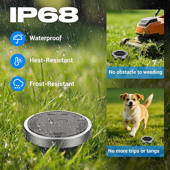 Peasur Mini Solar Ground Lights Outdoor, 4 Pack Flat Solar Powered Disc Lights, IP68 Waterproof, Anti-Rust, Landscape Lighting for Pathway Garden Yard Lawn Walkway Landscape Driveway, Green