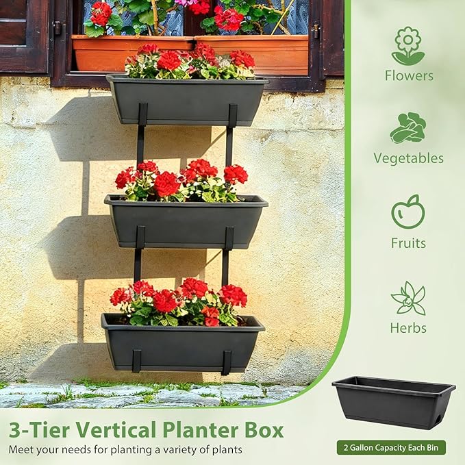 OYEAL Railing Planter Box Outdoor Deck Railing Planter Boxes Window Boxes