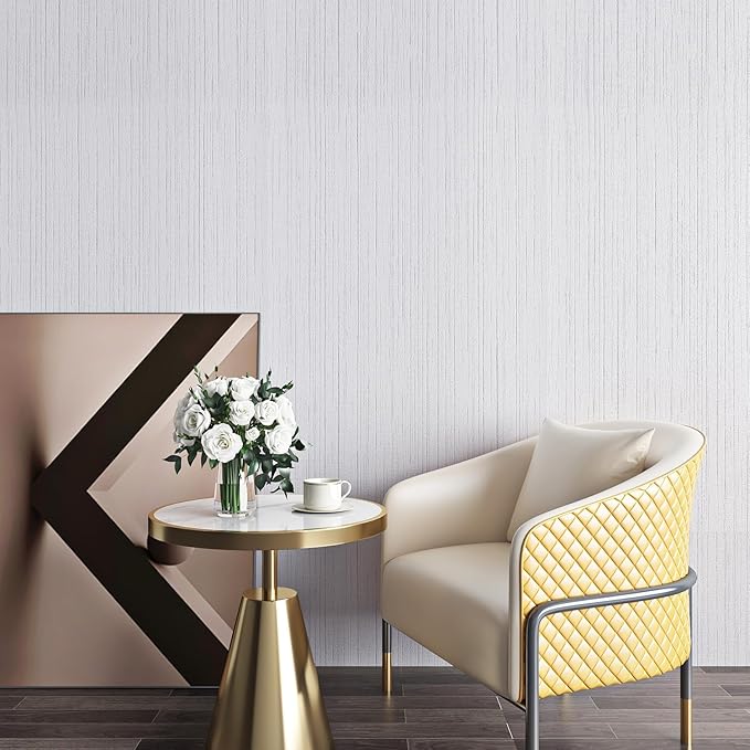 Livelynine 15.8x394 Textured Wallpaper Stick and Peel White Embossed Wallpaper