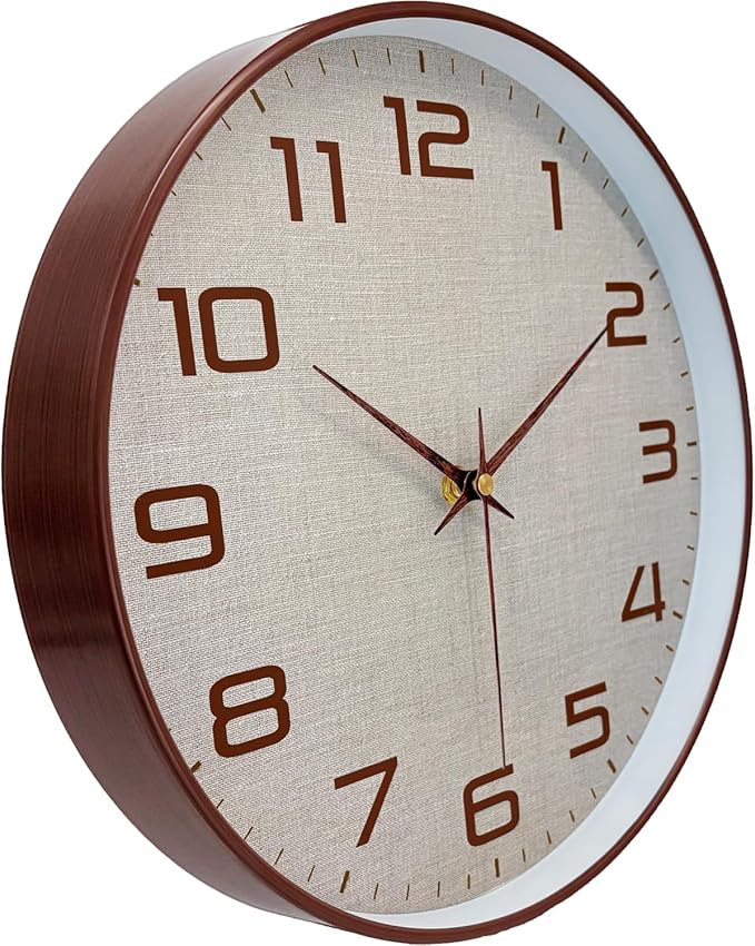 Woodgrain Wall Clock, Silent Non-Ticking Wall Clocks Battery Operated 8 Inch