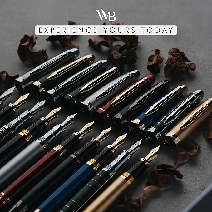 Wordsworth & Black Majesti Fountain Pen-(Black), Luxury Case, Gold Finish; 18K Gilded Medium Nib- Ink Cartridges, Refillable Ink Converter-Calligraphy Pen-Best Business Gift Set for Men & Women