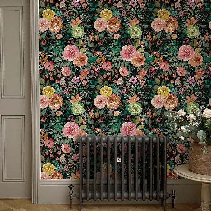 JiffDiff Floral Pattern Self-Adhesive Contact Paper, Oil and Water Resistant