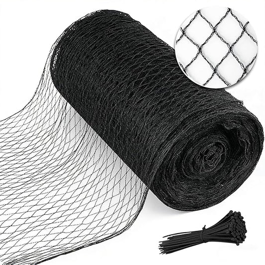 Bird Netting for Garden 13 x 40 FT Heavy Duty Black Garden Netting for Fruit Trees, Chicken Coop, Pond, Blueberry Bushes, Poultry & Deer Netting, HDPE Plant Protection Net Fence with Ties