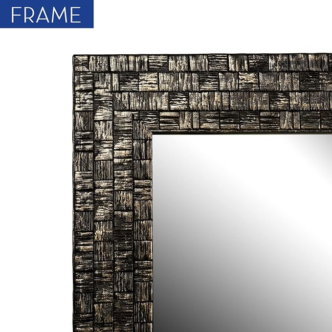 Bathroom Mirrors 40x24 Inch for Wall, Modern Rectangle Black Frame Wall Mounted