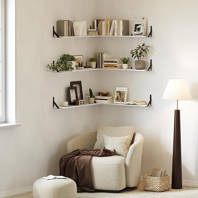 WOPITUES Floating Shelves for Wall 40″W x 8″D, Long Wall Mounted Shelves Set of