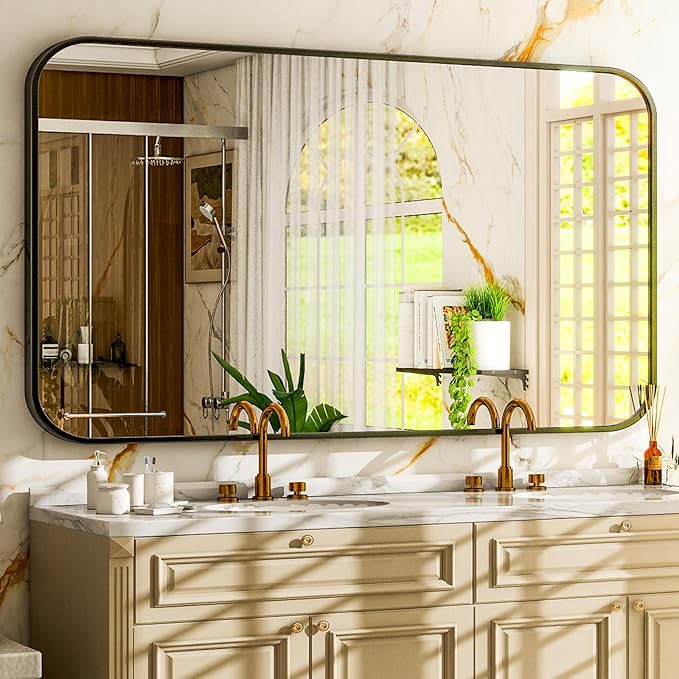 Easly 30 x 48 Inch Bathroom Mirror, Rounded Rectangular Vanity Mirror
