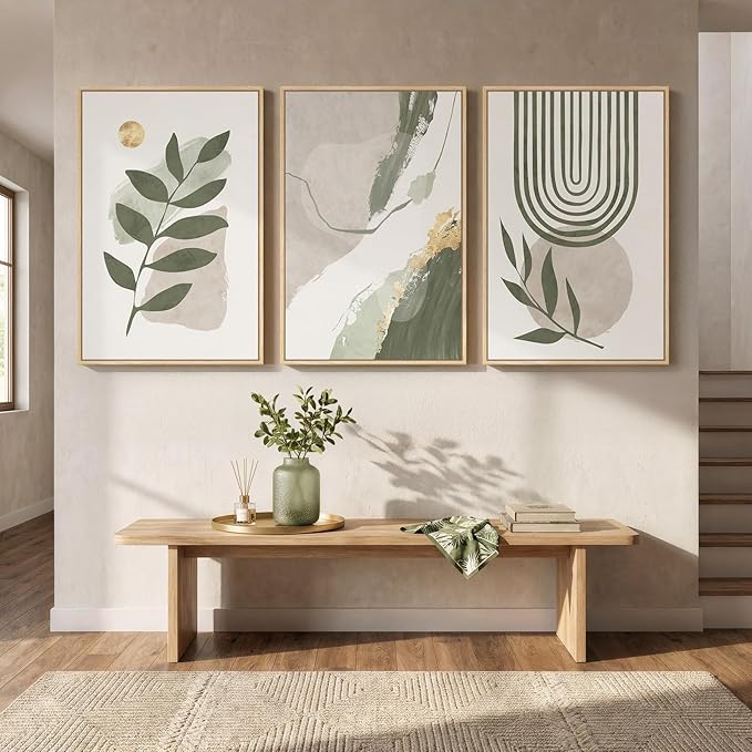 3 Piece Large Framed Abstract Boho Wall Art