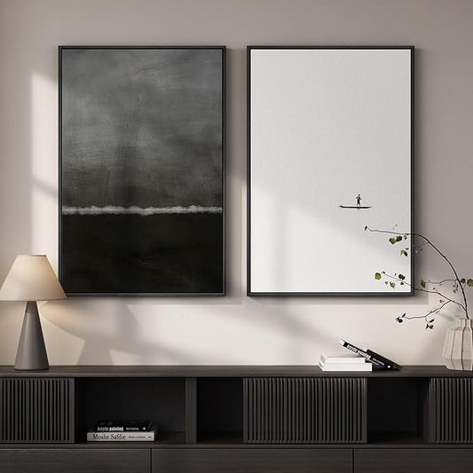 Framed Black and White Abstract Wall Art