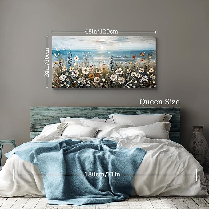 SERIMINO Large Wall Art for Living Room, Coastal Landscape Wall Decor, Beach