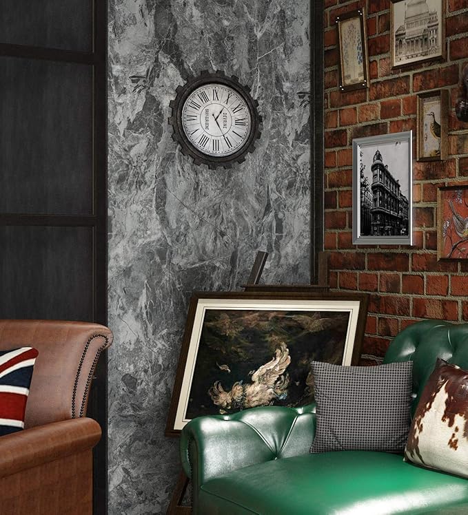 Livelynine Charcoal Concrete Wallpaper Peel and Stick Grey Contact Paper