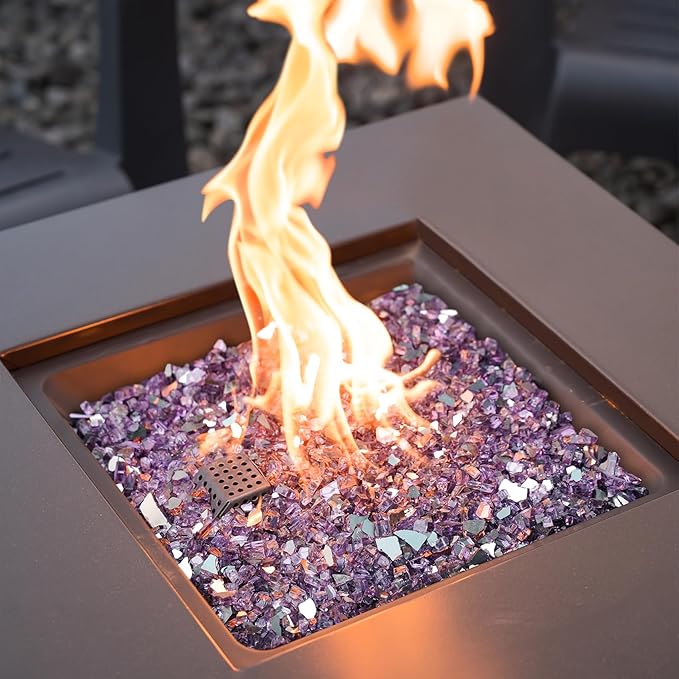 Mr. Fireglass 10 Pounds Fire Glass - 1/2 Inch High Luster Reflective Tempered Glass Rocks for Fireplace Fire Pit Table and Landscaping, Purple