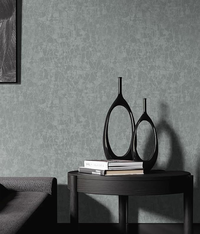 Yasinet Peel and Stick Wallpaper Removable Wallpaper Modern Grey-Green Embossed