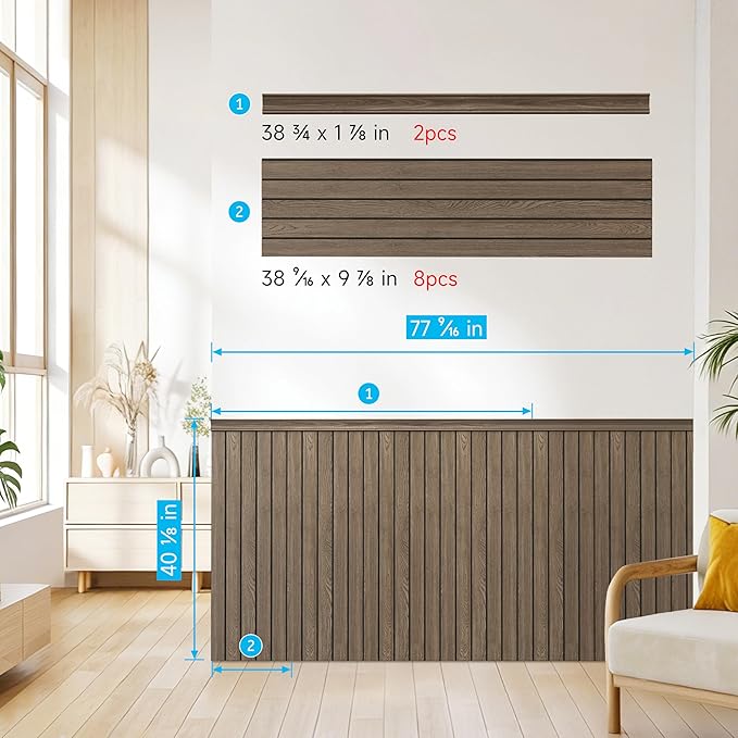 PS Wainscoting Wall Panel Kit, Paintable Waterproof PS Panels