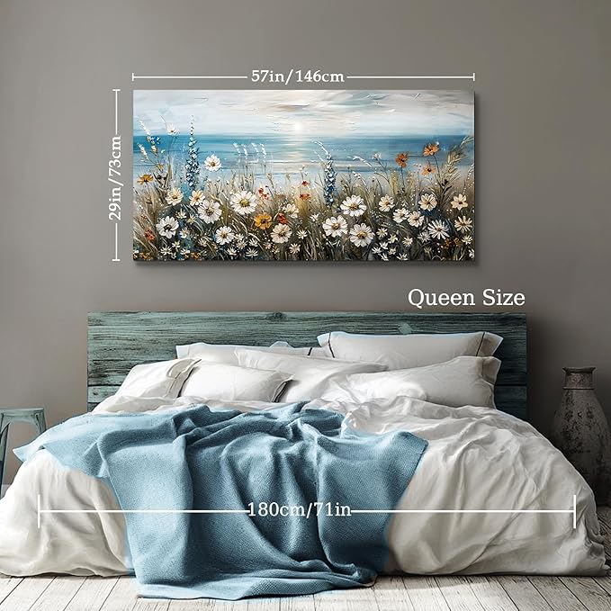 SERIMINO Large Wall Art for Living Room, Coastal Landscape Wall Decor, Beach