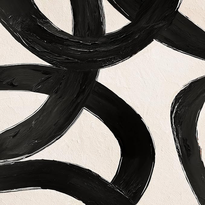 Framed Boho Black and White Brown Modern Abstract Wall Art