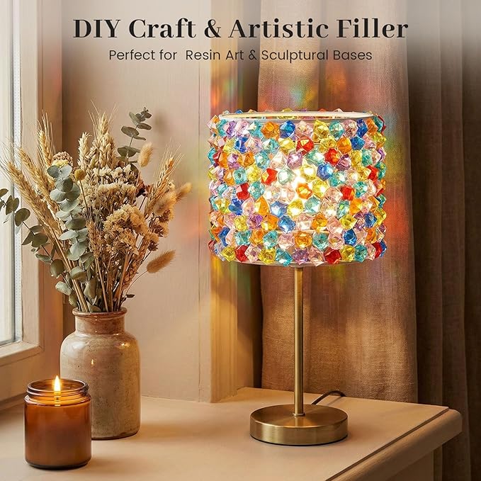 DomeStar 150PCS Multicolored Acrylic Fake Gems, Crushed Ice Rocks Pirate Treasure Jewels Vase Fillers, Table Scatter, Sensory Bin Filler, Photo Props, Pirate Party Favors Easter Decor