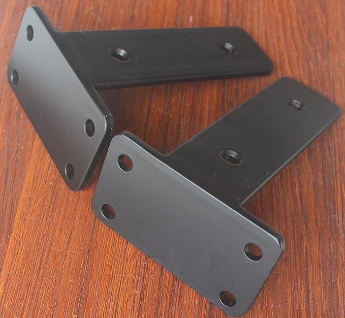 8 Pack - 5 inch Black Hidden L Shelf Bracket Iron Floating Shelf Brackets