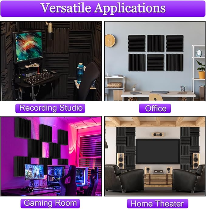 TroyStudio Thick Acoustic Foam Panels, Dense Soundproof Padding Tile, Recording