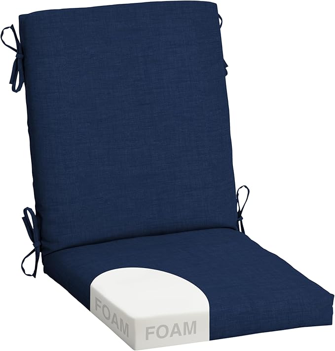 Arden Foam Outdoor Dining Chair Cushion, 20 x 44, Premium High-Density Foam, Never Flattens, Weather-Proof for Outdoor Chairs, Sapphire Blue Leala