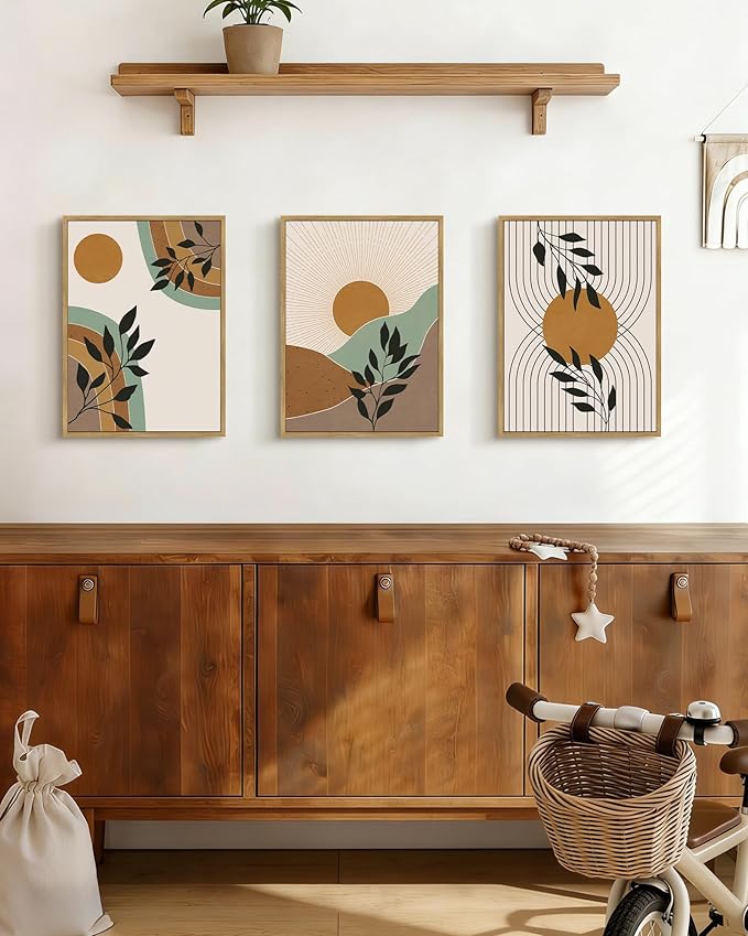 PHOPAGO Boho Wall Art Sage Plant Botanical Framed Wall Printing 11x14in
