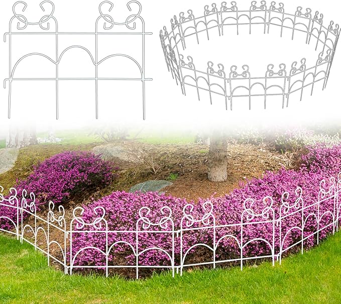 ARIFARO Decorative Garden Fence, 20 Pack, 28 ft Metal Flower Bed Border Fence, Small Garden Fence for Edging Lawn Yard Patio, No Dig Movable Panels（13" H x 17" W）