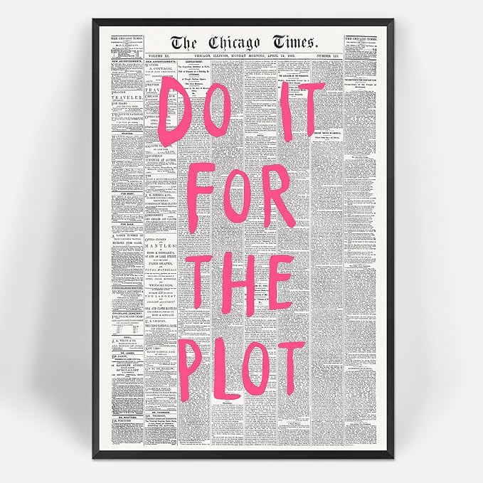 Liyark Retro Black And White Chicago Newspaper Poster Pink Trendy Preppy