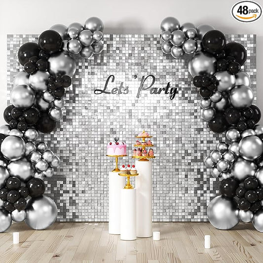 COKAOBE Silver Shimmer Wall Backdrop, Photo Backdrops