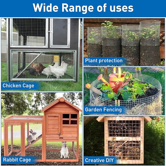 Hardware Cloth,Chicken Wire Fence,1/2 inch 15.7in x 10ft Galvanized Welded Cage Wire for Bird Wire Gopher Wire Rabbit Wire Snake Fence Poultry Netting Cage Screen