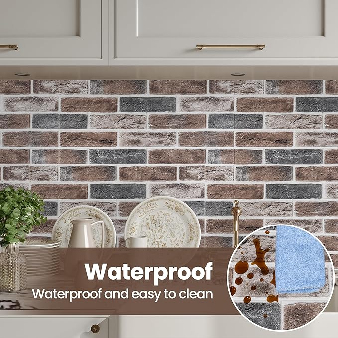 20 PCS 3D Wall Panels Brick Peel and Stick 26.7"x13.4"