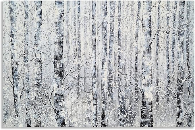 Yihui Arts - One Panel Canvas Wall Art Snowy White Forest Picture Art Print