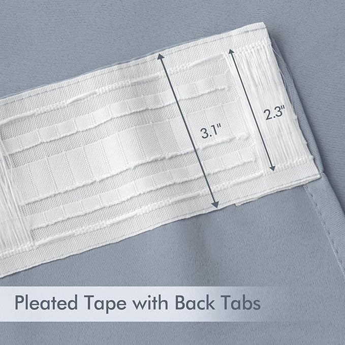 MIULEE Light Blue Back Tab Blackout Curtains 120 Inch Long 2 Panels Set