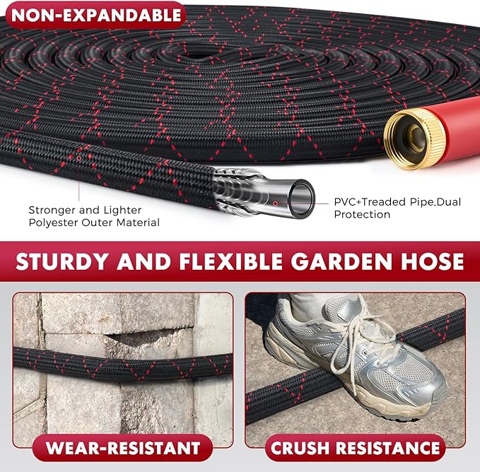 PANYEE 50FT Garden Hose, Flexible Water Hose,Lightweight Non-Expanding Leak Proof hose with 10 Functions Sprayer, Durable, Anti-Kink,Pressure Resistant for Yard, Outdoor