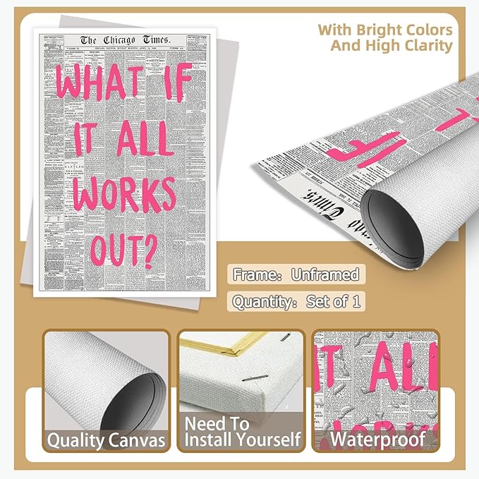 Liyark Retro Trendy Newspaper Canvas Wall Art