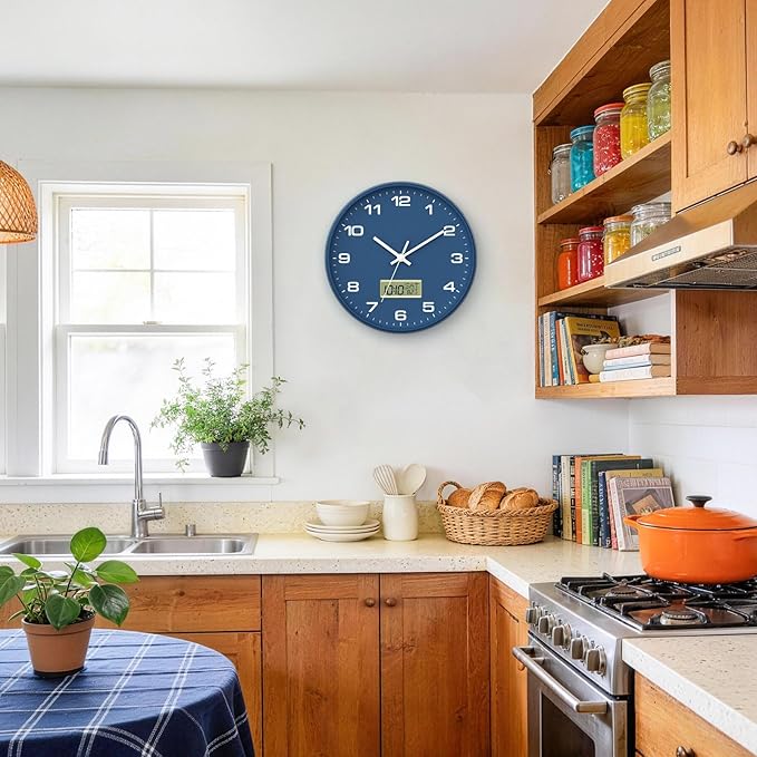 12 Inch Wall Clock, Silent Non-Ticking Analog