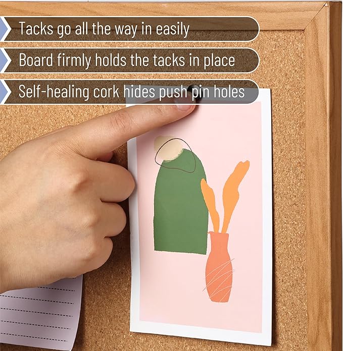 Mr. Pen- Cork Board, Wood Frame, Cork Bulletin Board, Push Pin Board, Cork