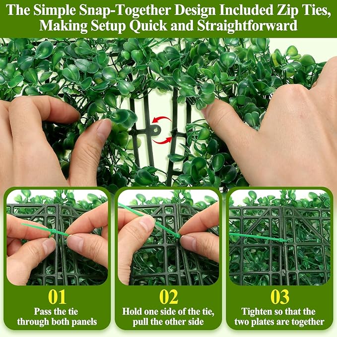 25Pcs Artificial Grass Wall Panels 10" X 10" Greenery Backdrop UV-Protected