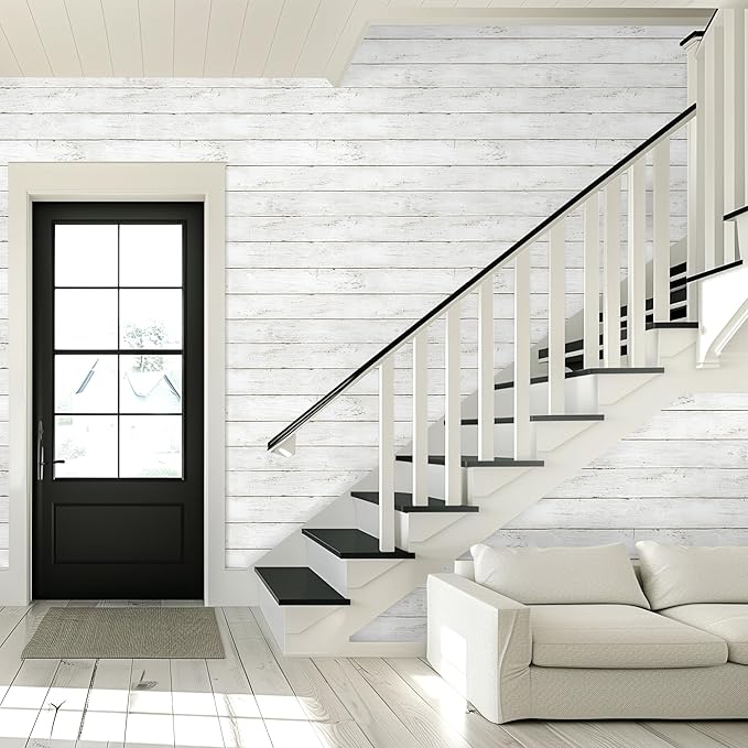 practicalWs Wood Shiplap Peel and Stick Wallpaper, Self Adhesive Faux Nature