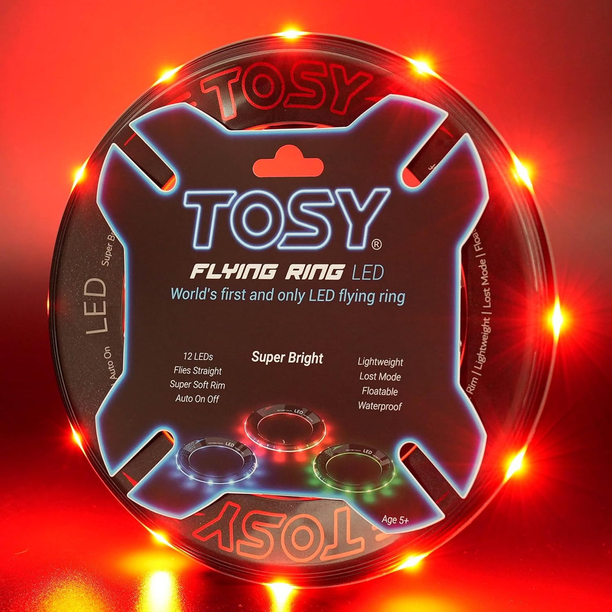 TOSY Flying Ring Bundle - 3 Colors (Blue, Green, Red) - Super Bright 12 LEDs for Ultimate Fun