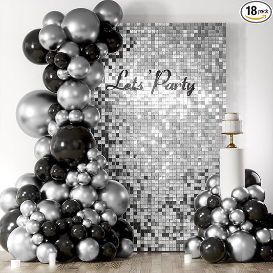 COKAOBE Silver Shimmer Wall Backdrop, Photo Backdrops